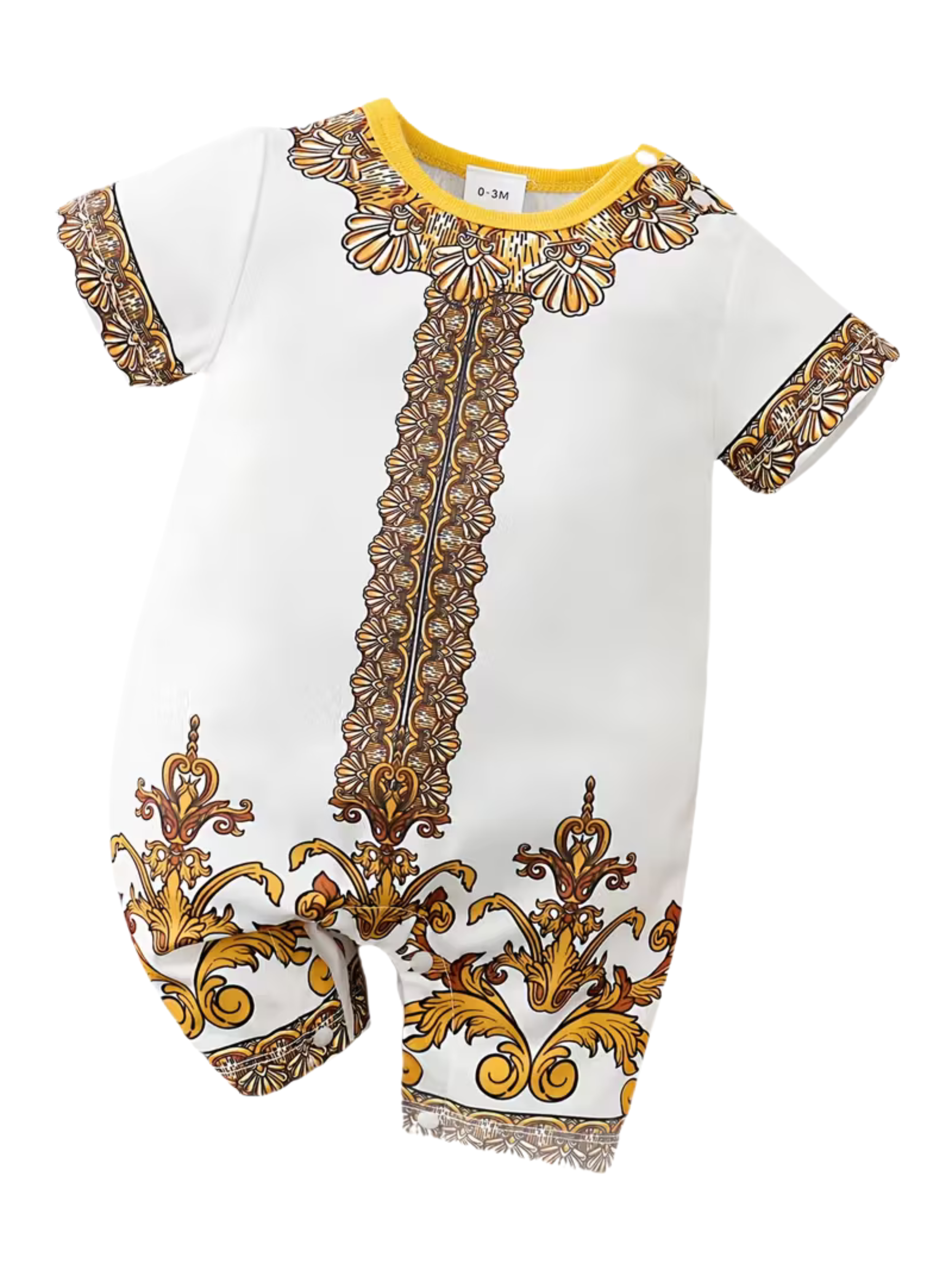 YIERYING Baby Boys White Gorgeous Baroque Neutral Summer Short Sleeved Baby Jumpsuit Summer, for Outdoor